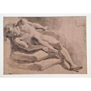 GIUSEPPE SANTI - DISEGNO - ACCADEMIA DI NUDO MASCHILE - FIRMATO - GANDOLFI - BOLOGNA