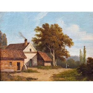 PAESAGGIO - SCUOLA NAPOLETANA - POSILLIPO - XIX SECOLO - OLIO SU PRIMA TELA - CORNRICE ORIGINAL