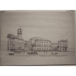 Veduta di Sondrio - Disegno - XIX secolo