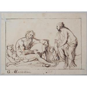 Gaspare Martellini - Artista Neoclassico -Disegno - XIX secolo - Il battesimo di Achille