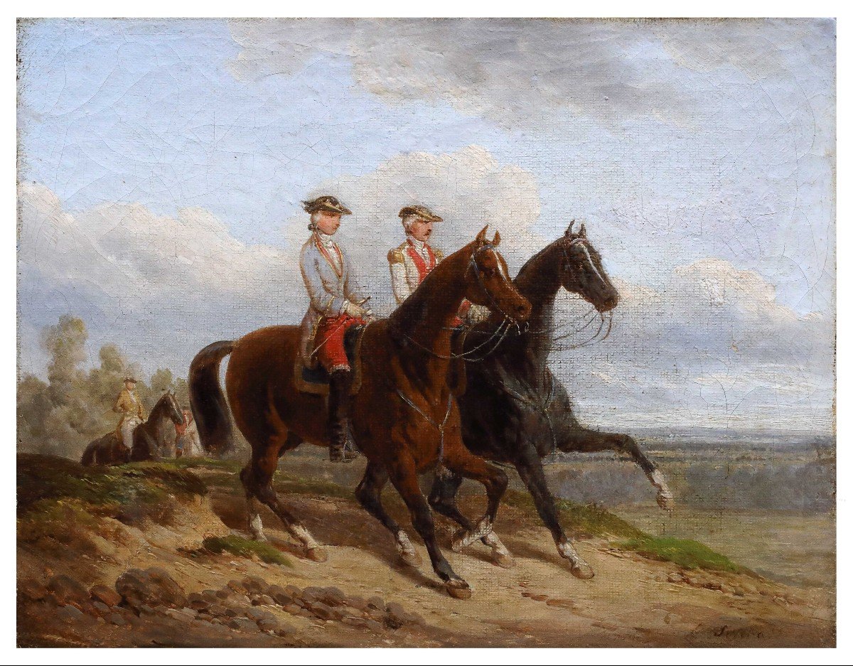 Passeggiate a Cavallo. Quadri di E.B.J, Swebach Francia XIX secolo -photo-2