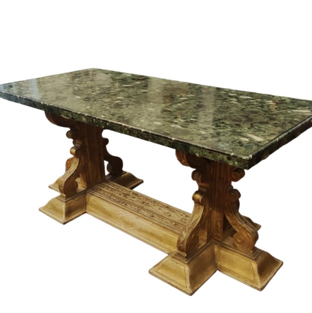 tavolo in legno dorato con piano in marmo , Italia XIX Secolo -photo-2