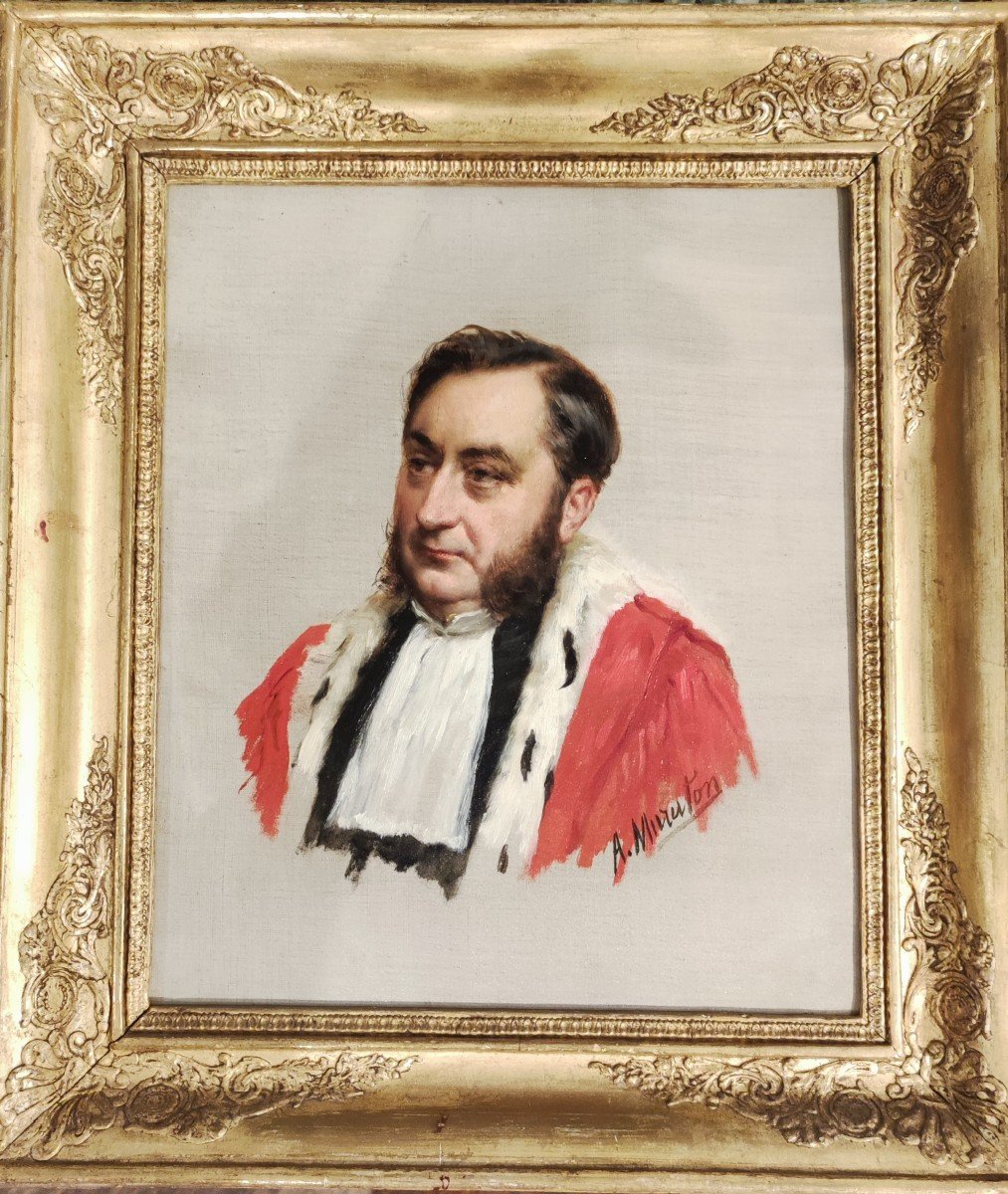 Ritratto di magistrato, Dipinto, di A. Muraton,  f.to. Francia XIX Secolo , 