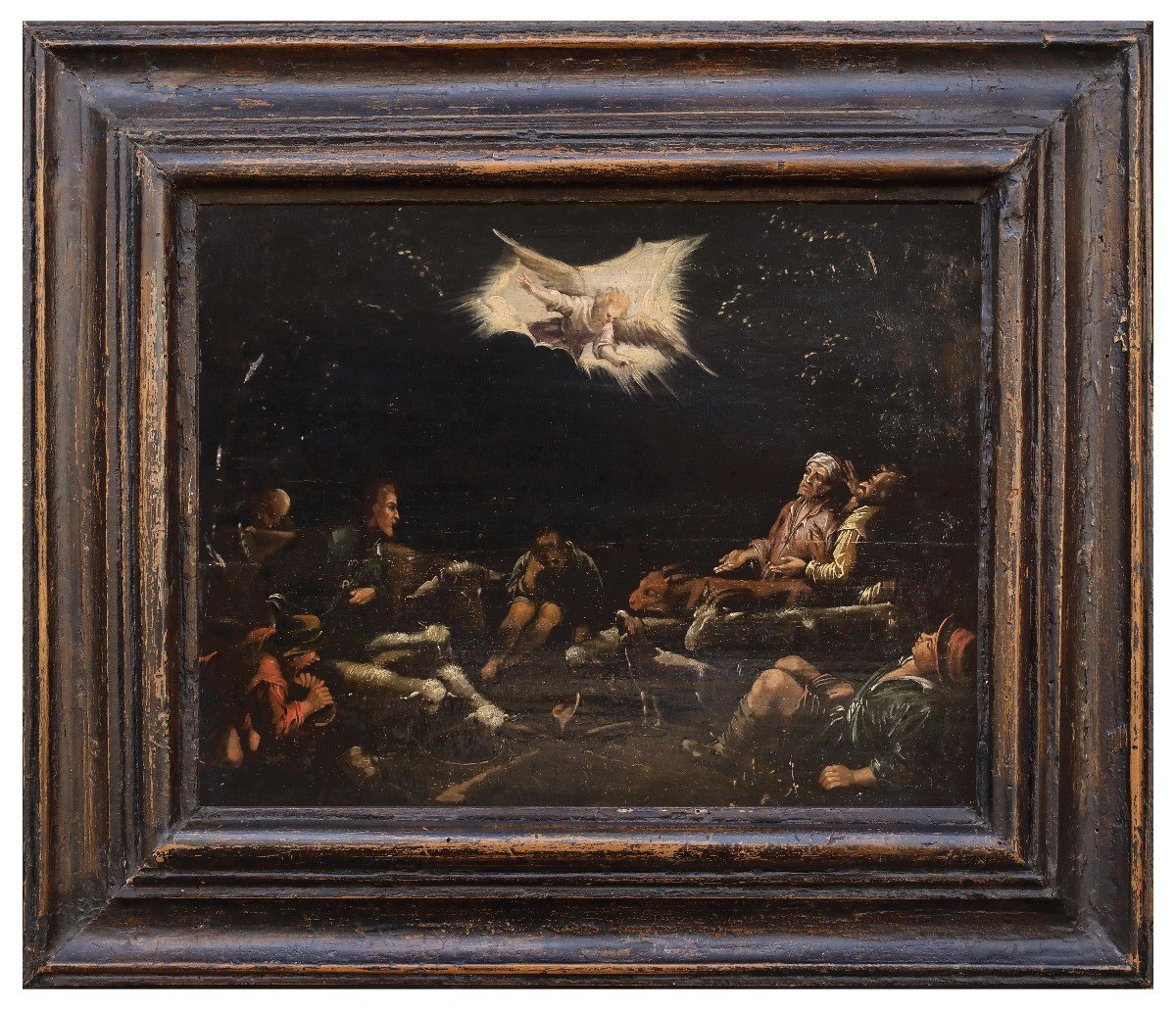 Apparizione ai Pastori, Dipinto, Ambito di J. Bassano . Italie XVI Secolo