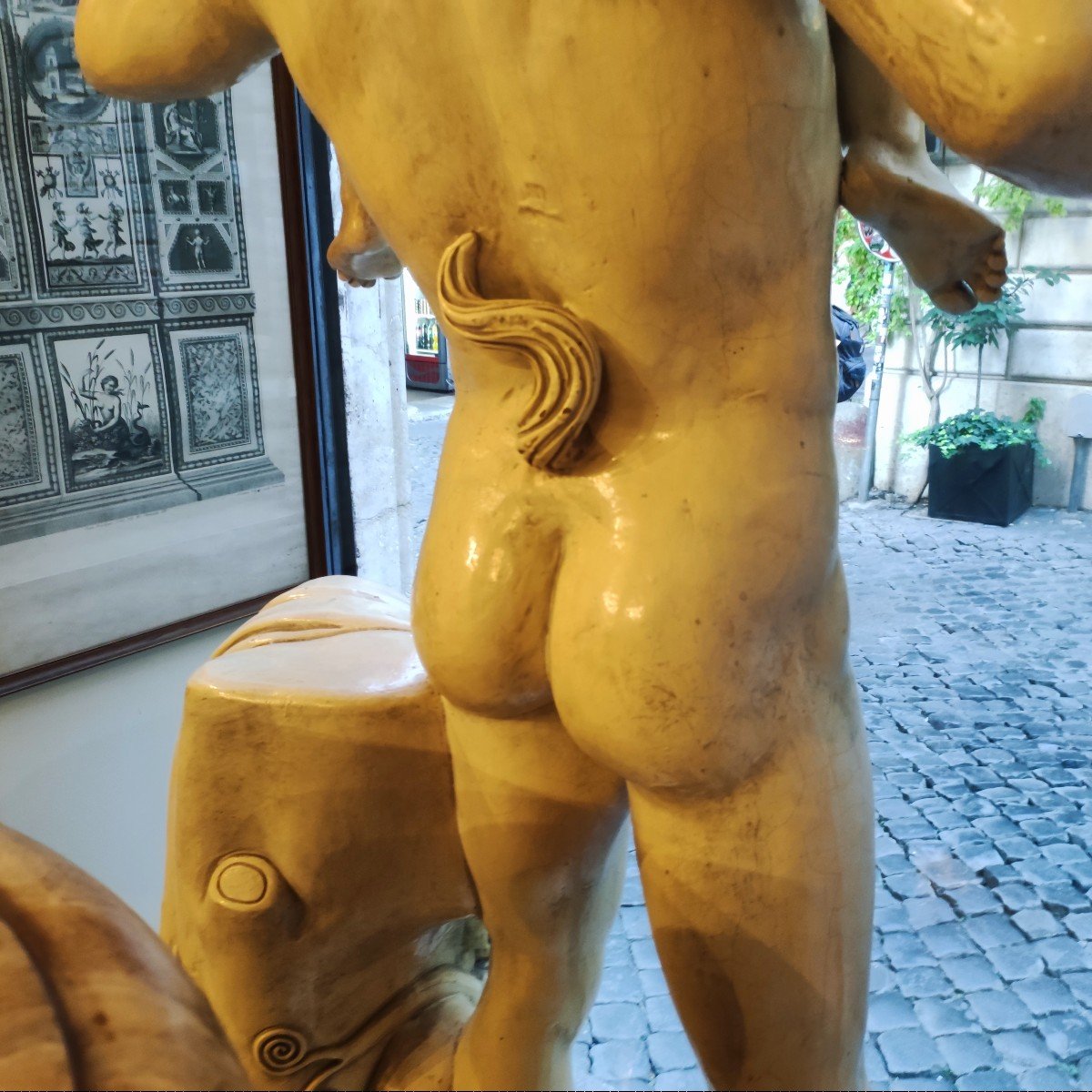 Satiro con Dioniso Bambino , Terracotta dipinta . Terra di Signa. Firenze fine XIX Secolo rand tour -photo-3