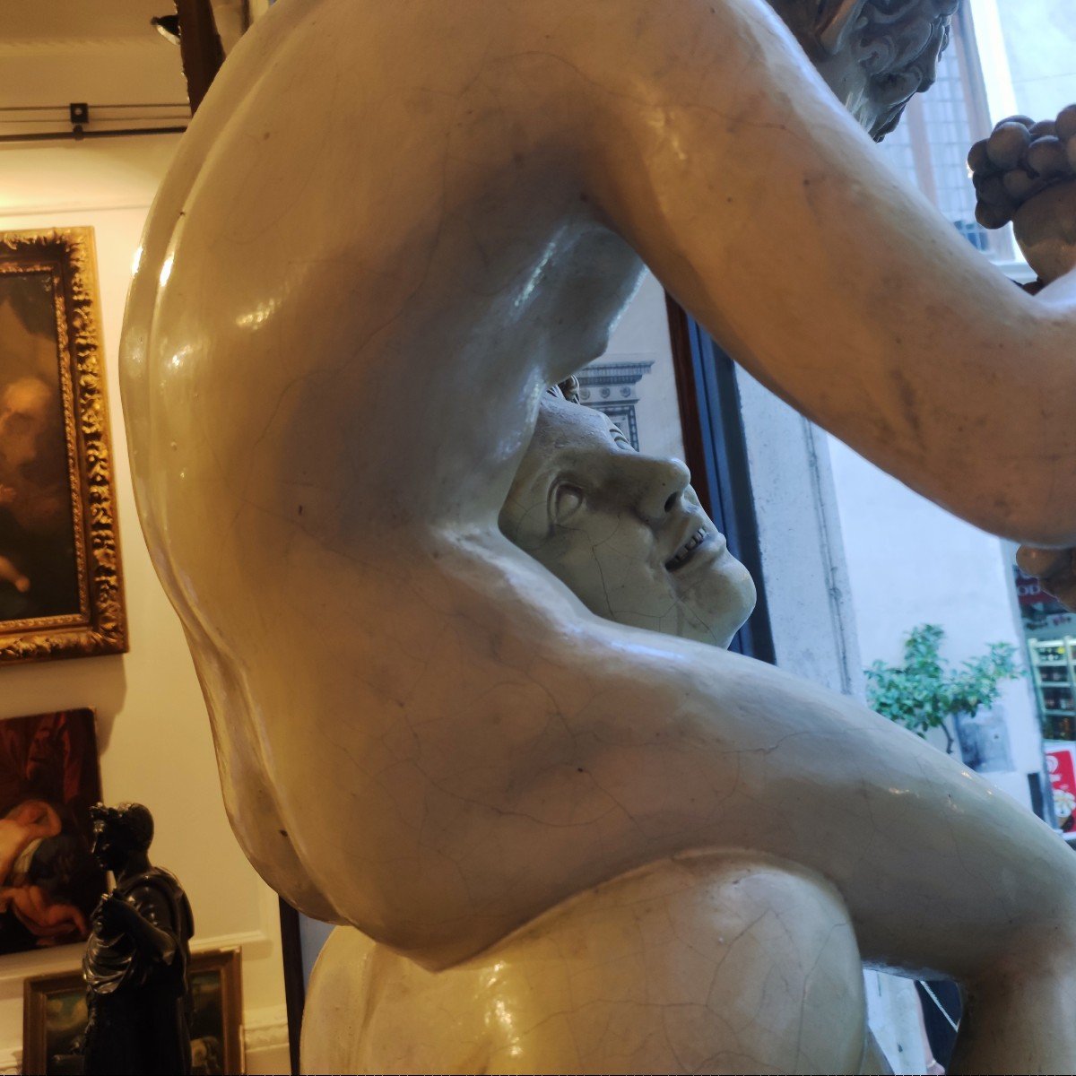 Satiro con Dioniso Bambino , Terracotta dipinta . Terra di Signa. Firenze fine XIX Secolo rand tour -photo-4