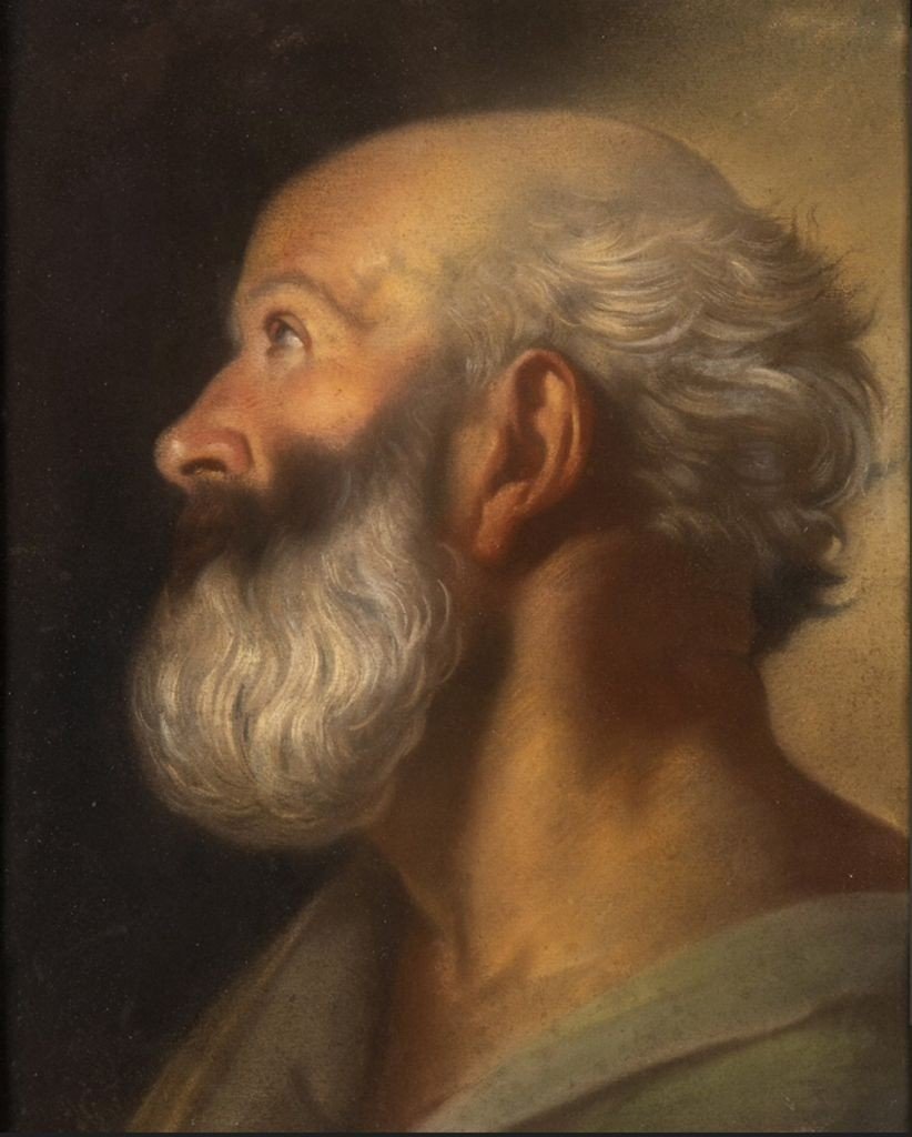 testa d uomo , filosofo o santo, pastello su carta , Roma XVIII Secolo-photo-2