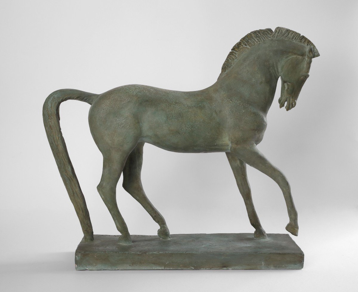 Cavallo, scultura in gesso di P. Morbiducci, Italia inizi XX Secolo -photo-2