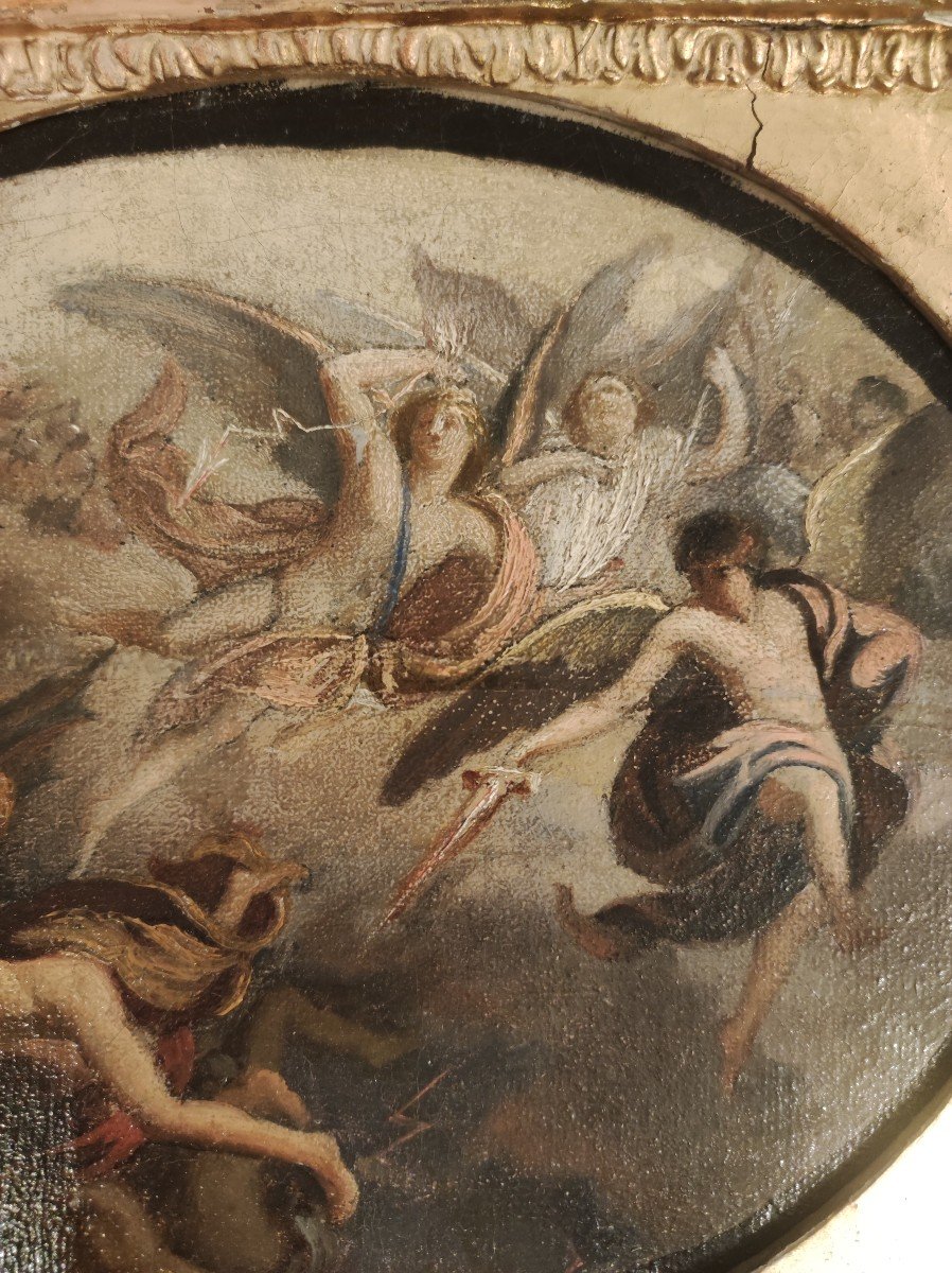 La  Caduta degli Angeli Ribelli,  Dipinto, Scuola di A. Appiani, Italia inizi XIX Secolo -photo-3
