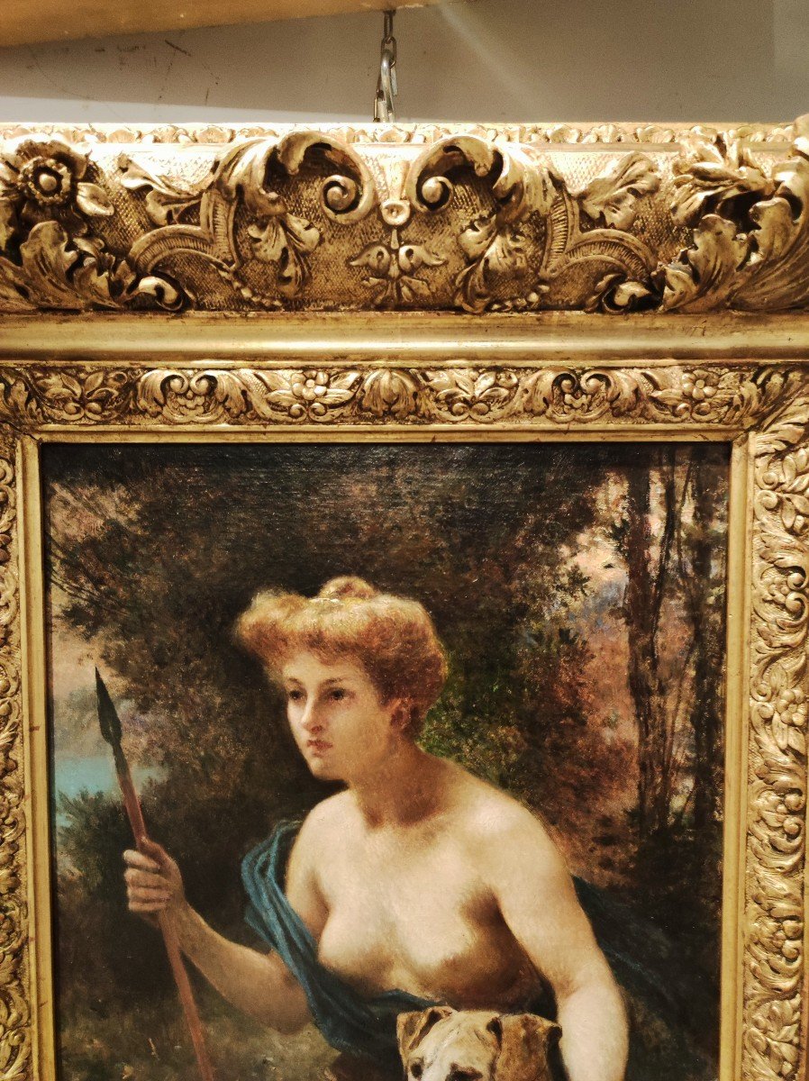 Diana cacciatrice , Dipinto di H.C. Danger  Francia fine del XVIII Secolo f.to-photo-3