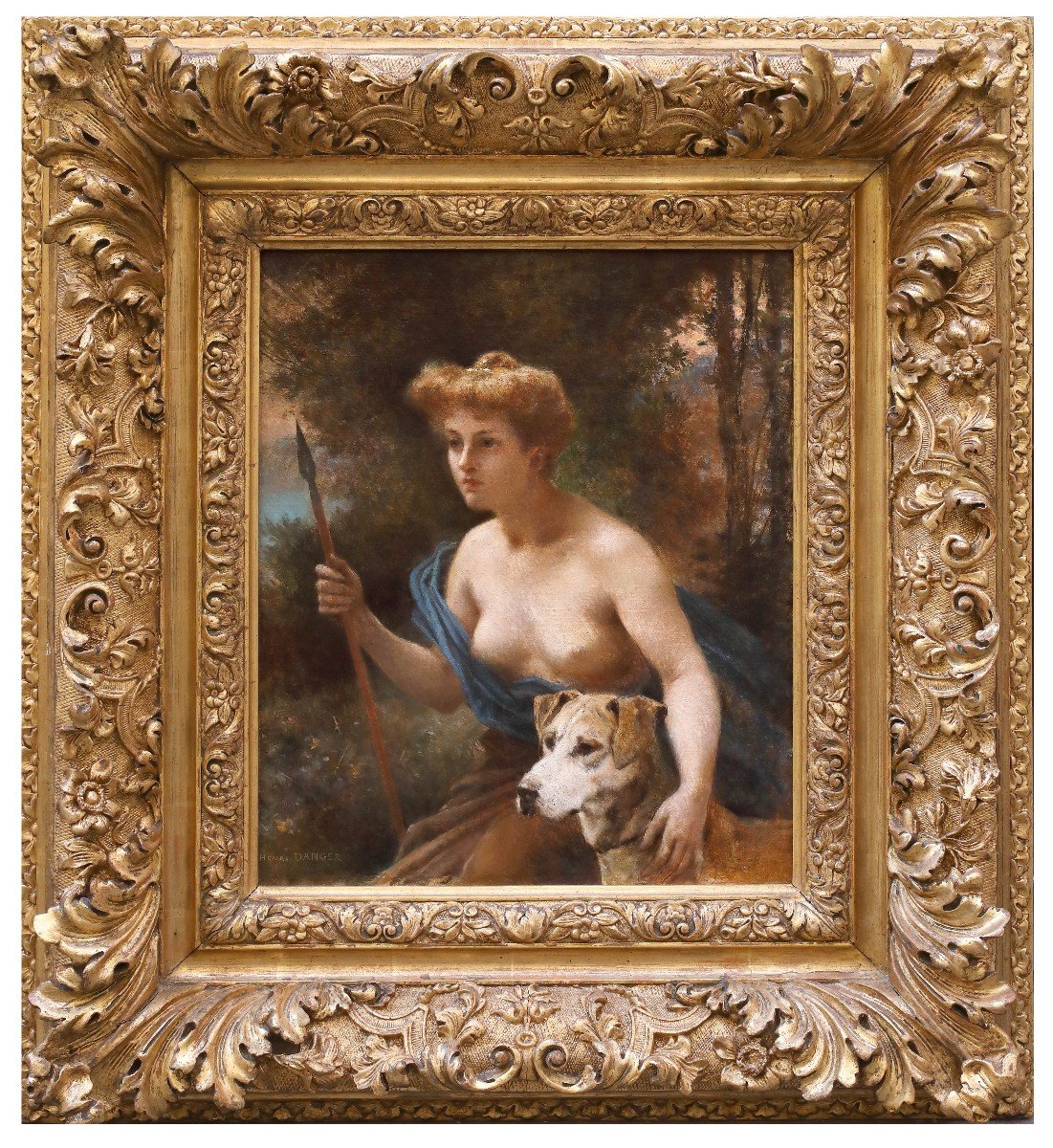 Diana cacciatrice , Dipinto di H.C. Danger  Francia fine del XVIII Secolo f.to