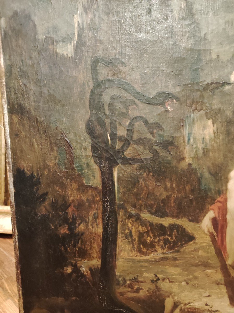 Ercole e l idra , dipinto olio su tela enourage di G Moreau Francia XIX Secolo-photo-2