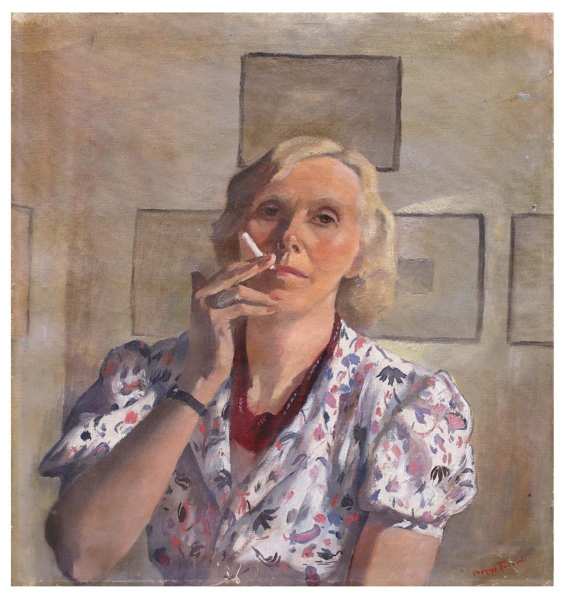 Autoritratto con sigaretta , Dipinto di B. High Tumiati, Italia 1930
