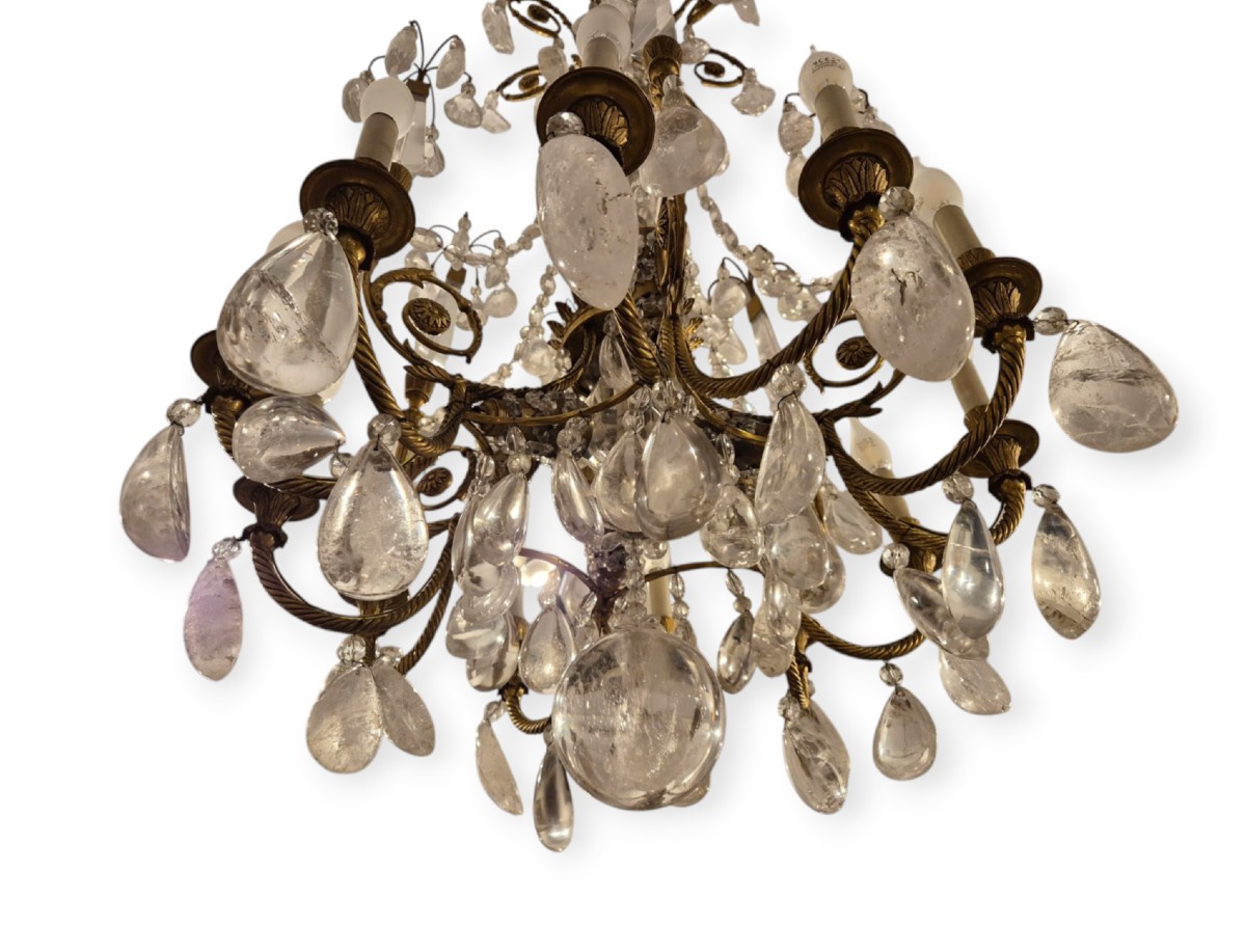 Lampadario, bronzo e cristallo di rocca, Italia fine XIX-inizi XX Secolo-photo-4