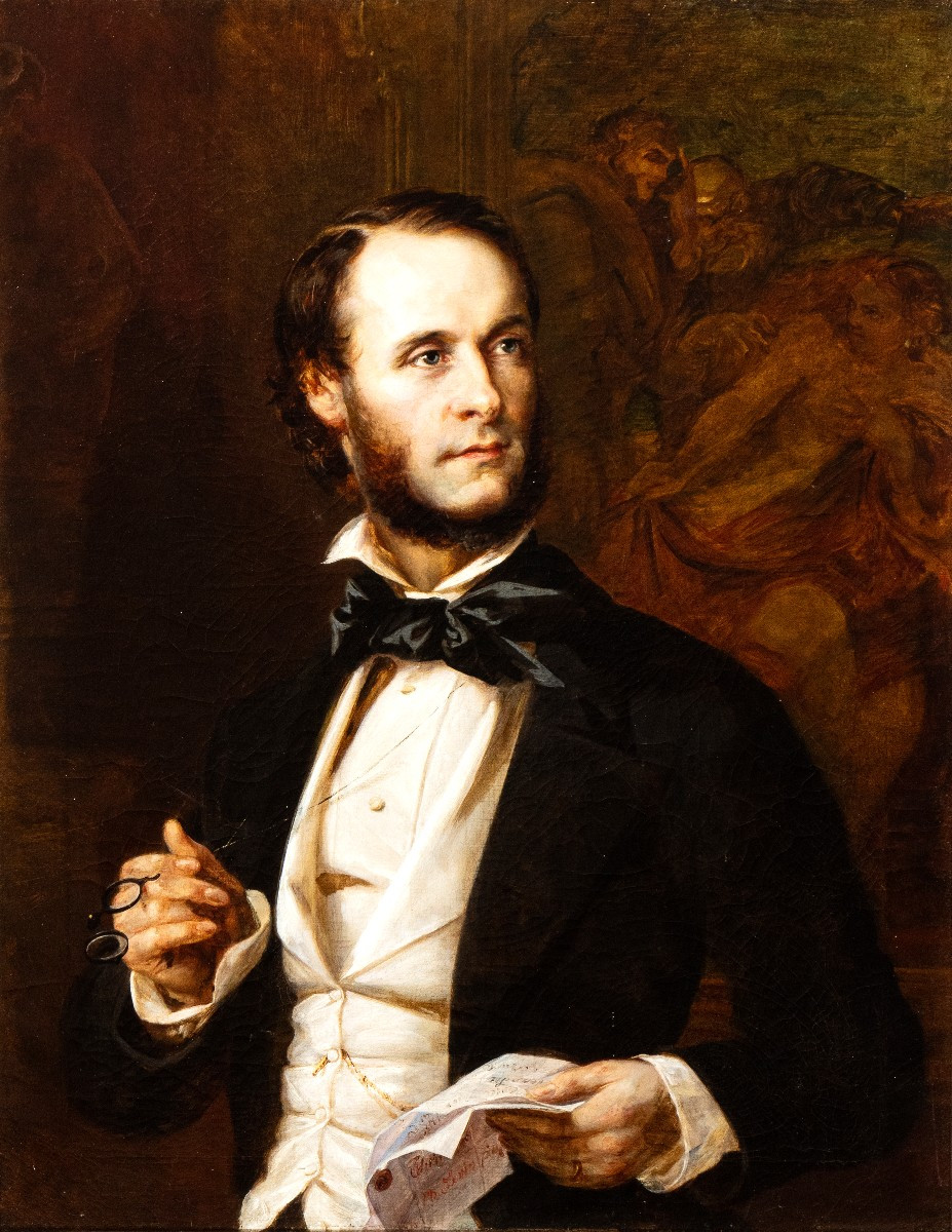Ritratto di uomo con lettera , dipinto Francia XIX Secolo -photo-2