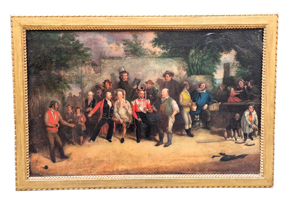 Il gioco dei birilli, Dipinto Italia (?) XIX Secolo -photo-2