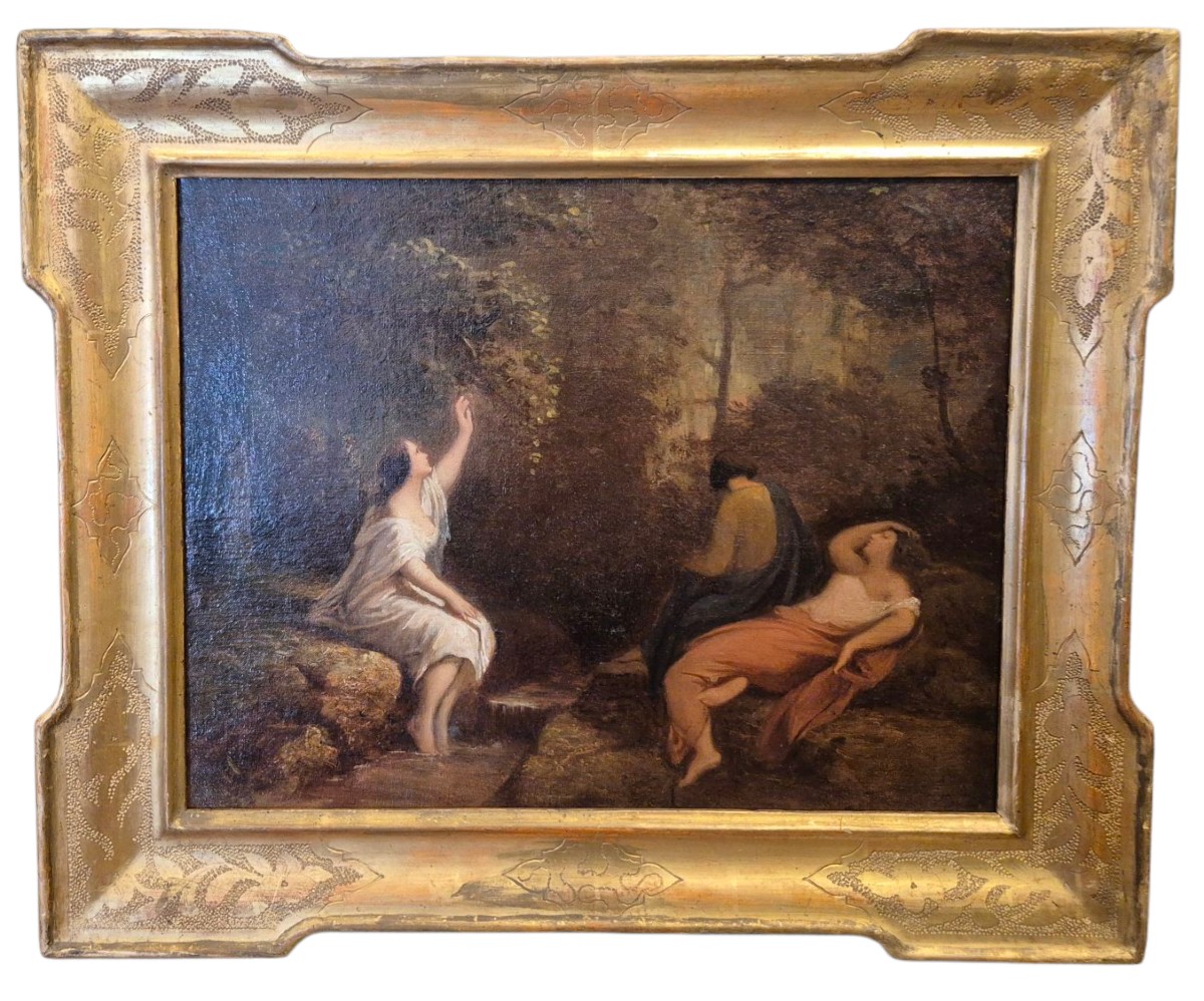 Ninfe nel bosco, dipinto olio su tela , Italia XIX Secolo-photo-2