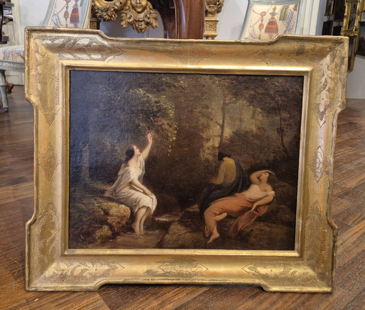 Ninfe nel bosco, dipinto olio su tela , Italia XIX Secolo-photo-4