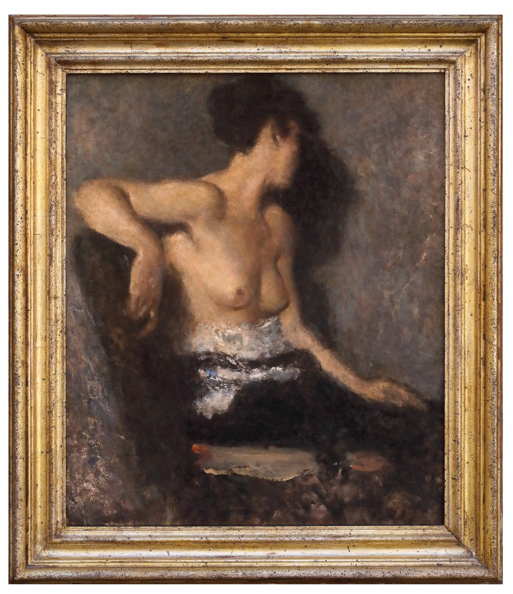 Nudo di donna coi seno scoperto , Dipinto, Ambito romano, fine XIX Secolo 
