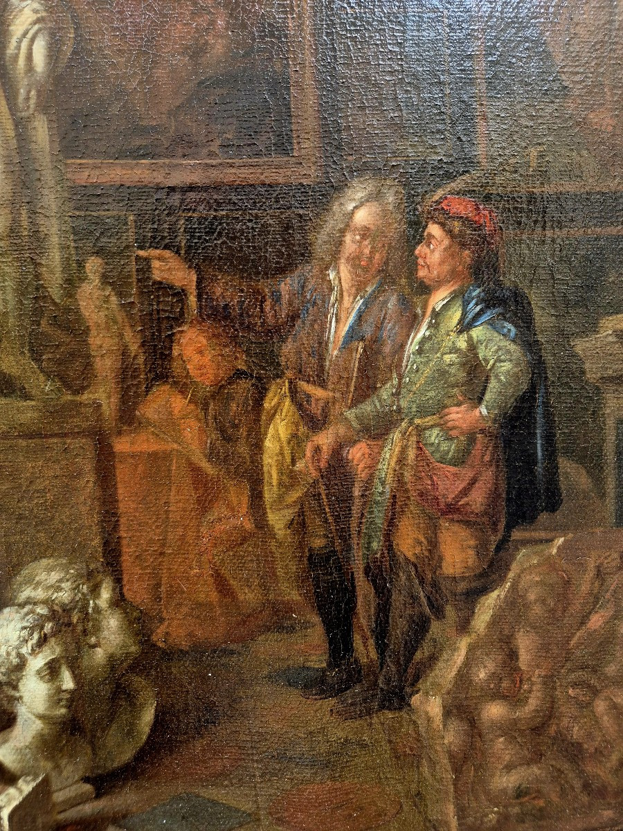 La bottega dell'antiquario a Roma , Dipinto, Scuola Fiamminga a Roma XVIII Secolo Grandtour-photo-2