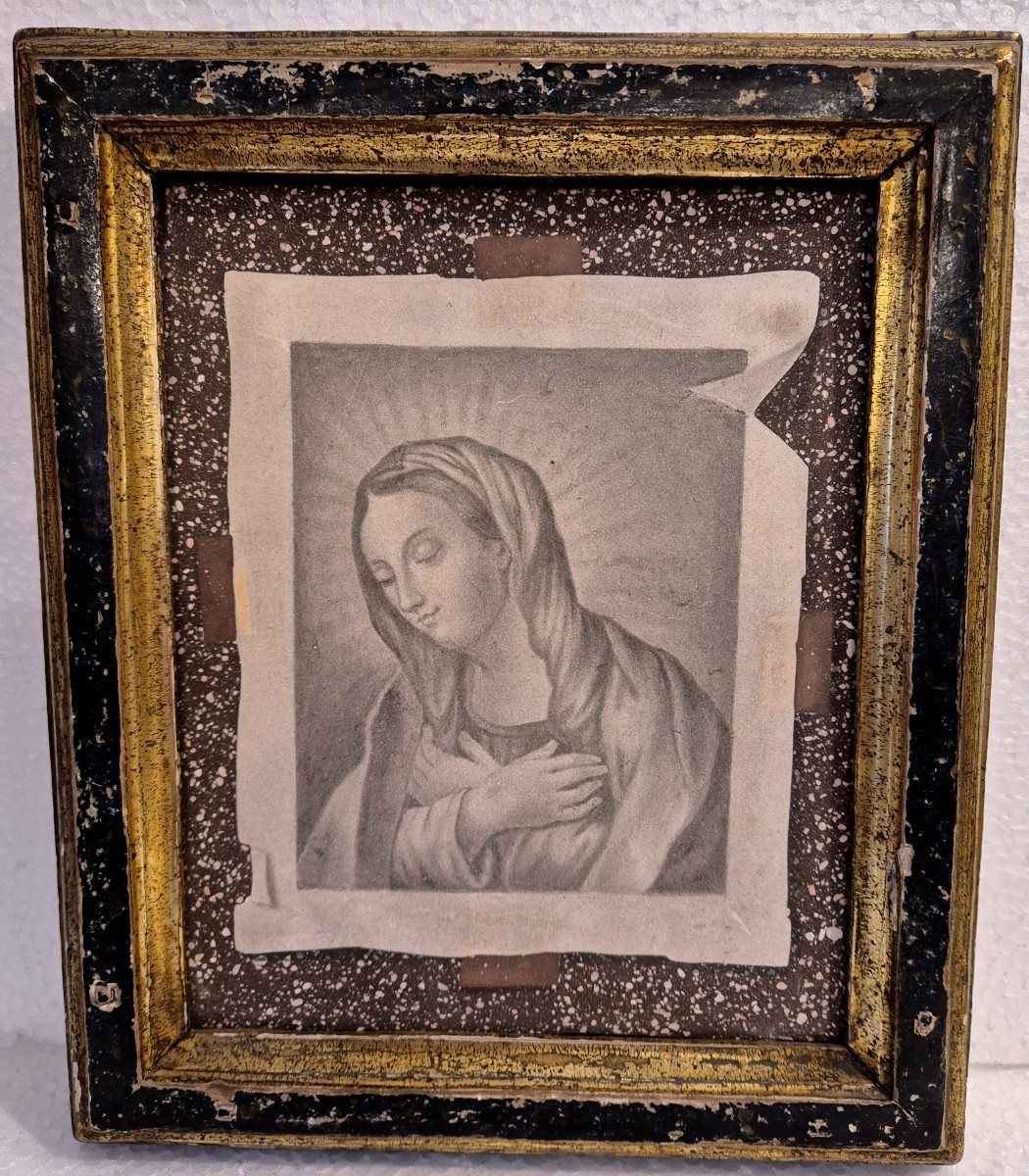 Placca in scagliola raffigurante Madonna Seyter Roma XVIII secolo