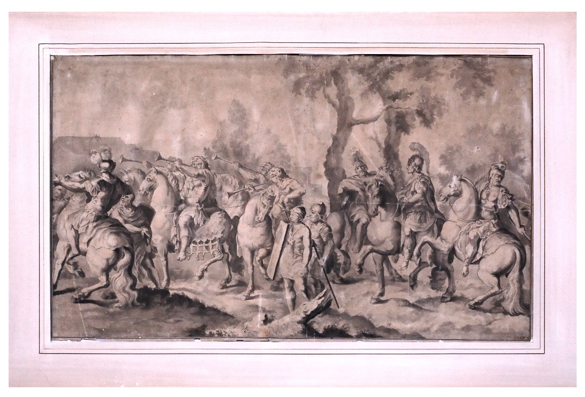 Carl Wilhelm Swedman, Scena di battaglia disegno Svezia XVIII Secolo 