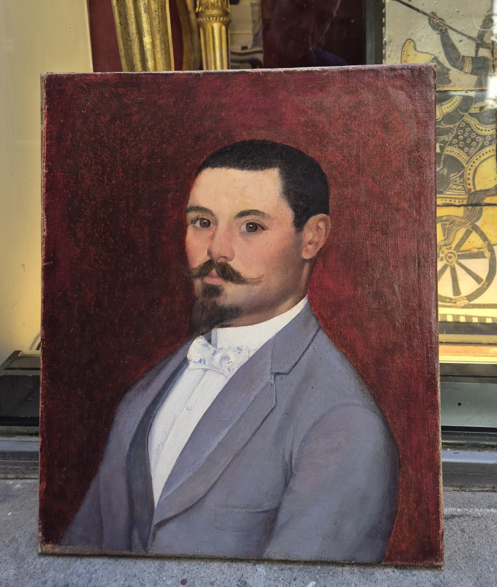 Ritratto di uomo con Papillon , Dipinto, Francia XIX Secolo -photo-3