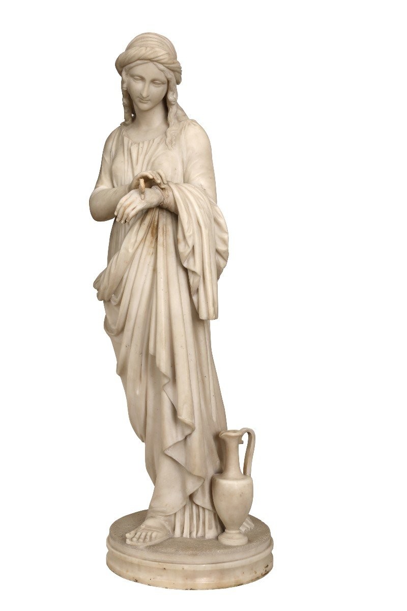 Psiche , allegoria dell anima , Scultura in marmo int. a L. Bartolini Firenze XIX Secolo , -photo-2