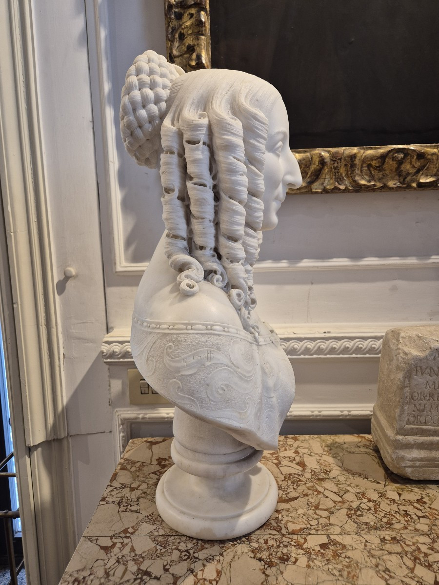 Busto di Donna, Scultura in marmo, di G. Croff Milano XIX Secolo -photo-4