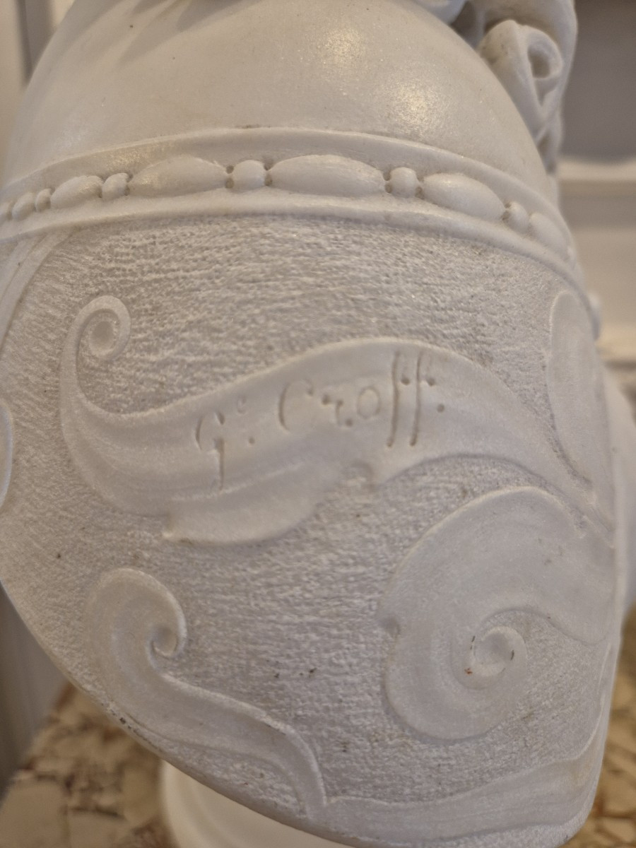 Busto di Donna, Scultura in marmo, di G. Croff Milano XIX Secolo -photo-1