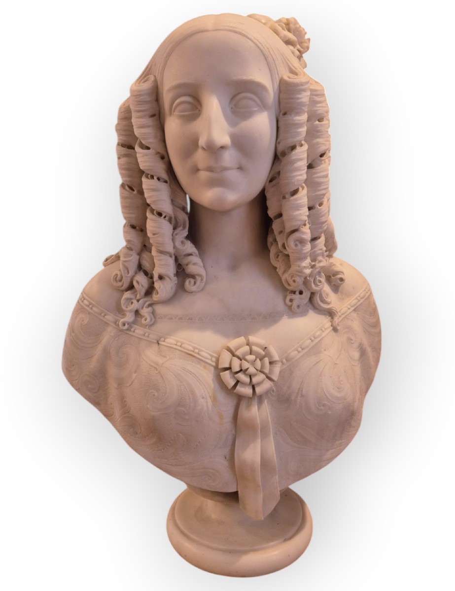 Busto di Donna, Scultura in marmo, di G. Croff Milano XIX Secolo 