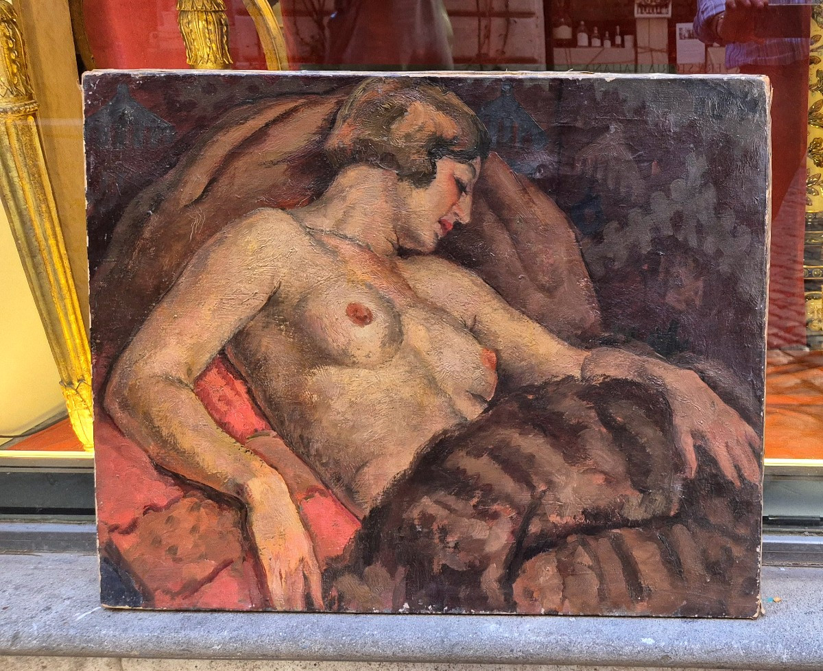 donna nuda con seno scoperto, dipinto inizi XX Secolo -photo-3