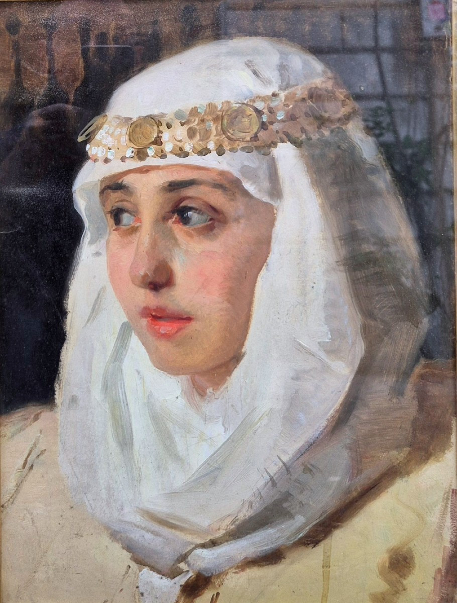 Ritratto di donna in costume orientale, attr- a L Pogliaghi  Italia XIX Secolo
