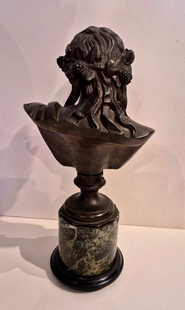 Busto in bronzo e base in marmo Antinoo Grand Tour Roma XIX secolo-photo-2