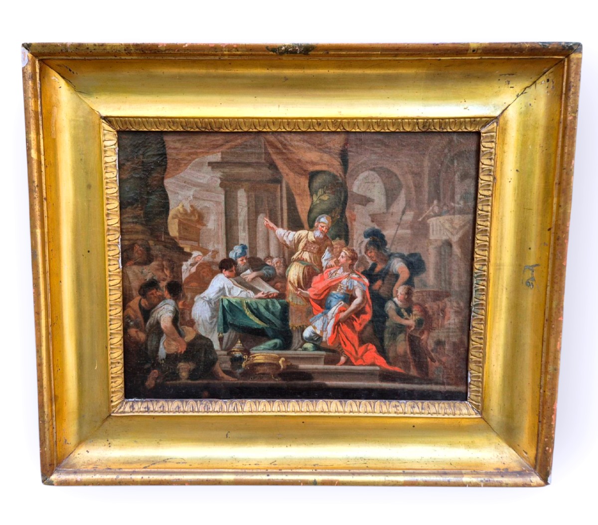 Coppia di scene di storia antica, dipinti Roma XVIII Secolo-photo-3