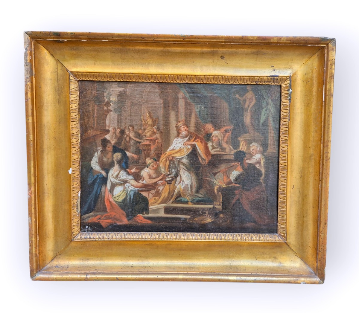 Coppia di scene di storia antica, dipinti Roma XVIII Secolo-photo-4