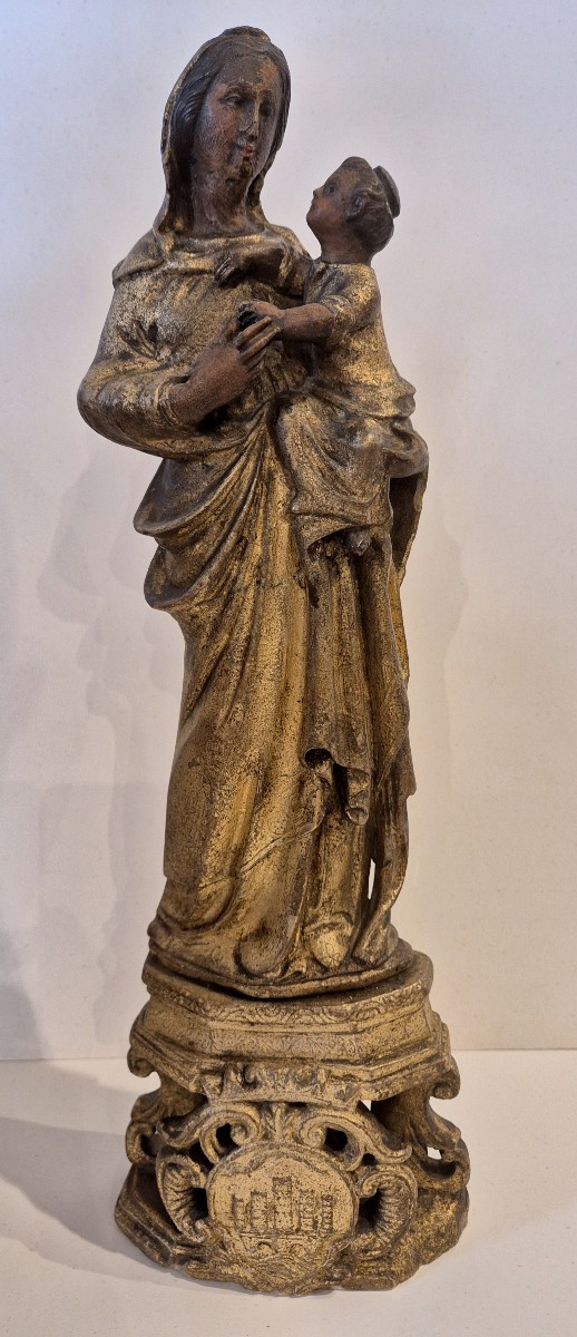 Statua in alabastro Madonna con Bambino Trapani Sicilia XVIII secolo 