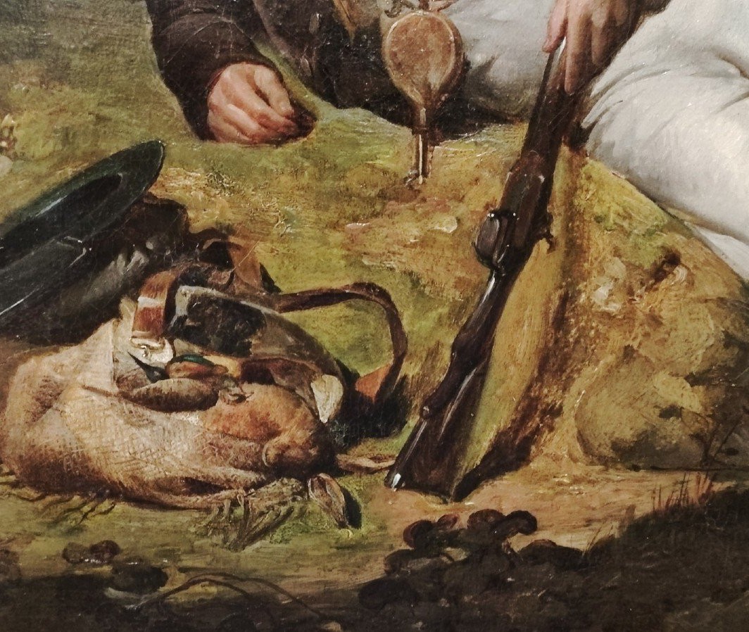 Ritratto di Cacciatore , Dipinto di A.B. F.Desmoulins, Francia  XIX Secolo -photo-1
