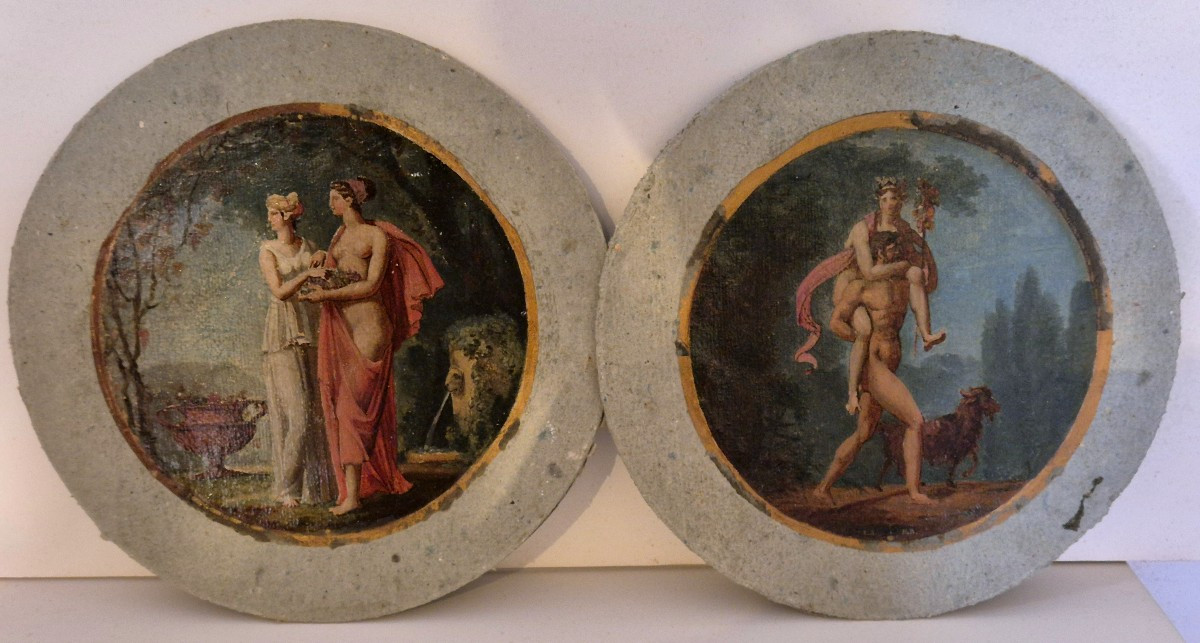 Coppia di scene neoclassiche Italia XVIII secolo ambito di Felice Giani