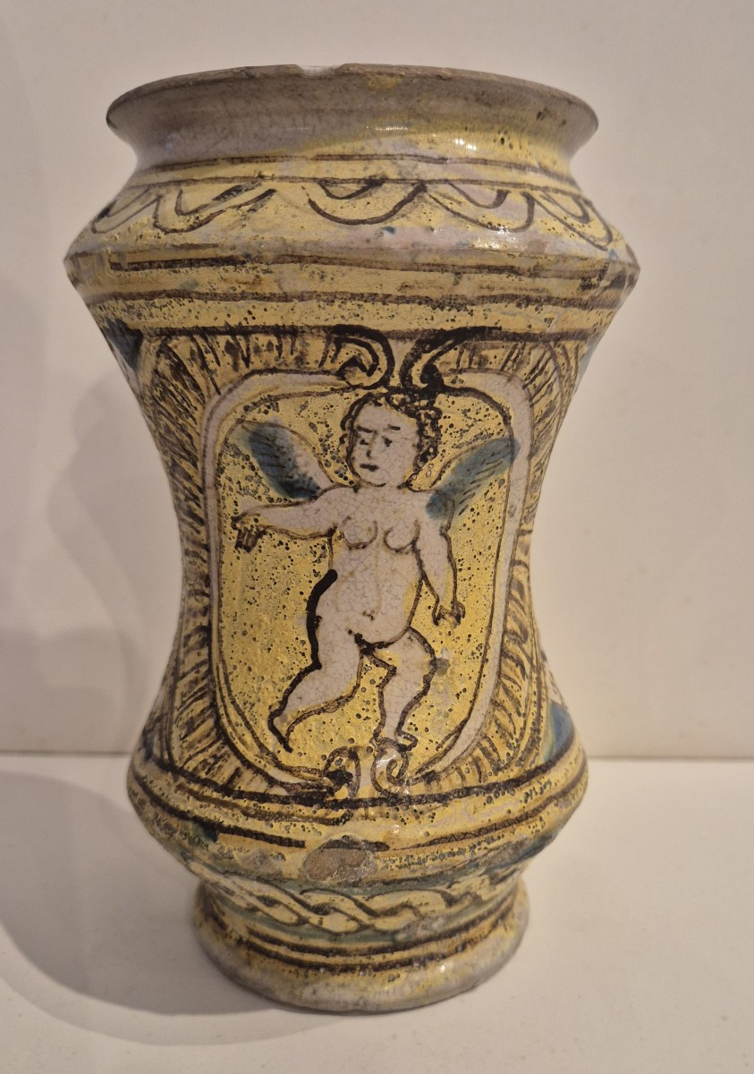 Albarello maiolica Burgio Sicilia XVIII secolo