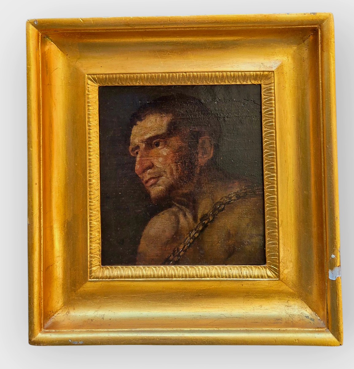 Studio di testa : prigioniero , Dipinto Italia XIX Secolo-photo-2