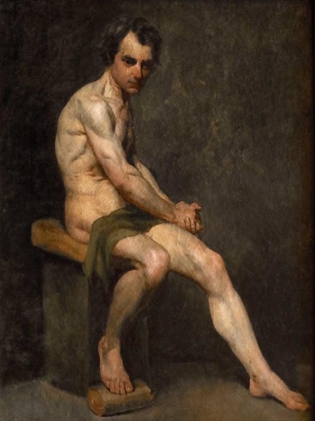 Nudo seduto, Dipinto Francia XIX Secolo -photo-2