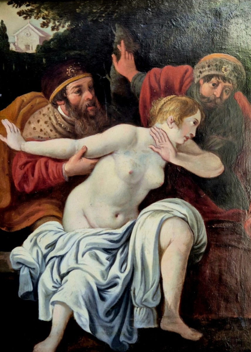 Susanna ed i vecchioni, Dipinto Genova XVII Secolo