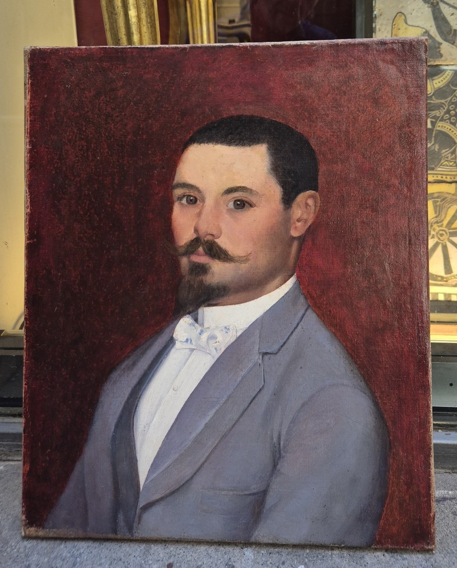 Ritratto di uomo con Papillon , Dipinto, Francia XIX Secolo -photo-3