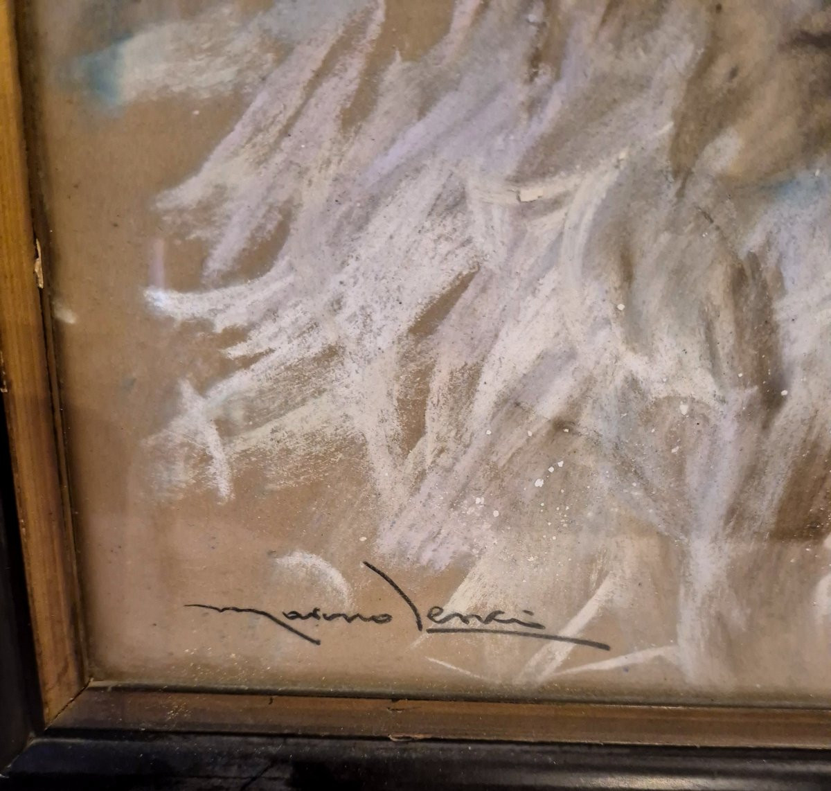 Scuola italiana Olio su carta Testa di cane maltese XX secolo -photo-2
