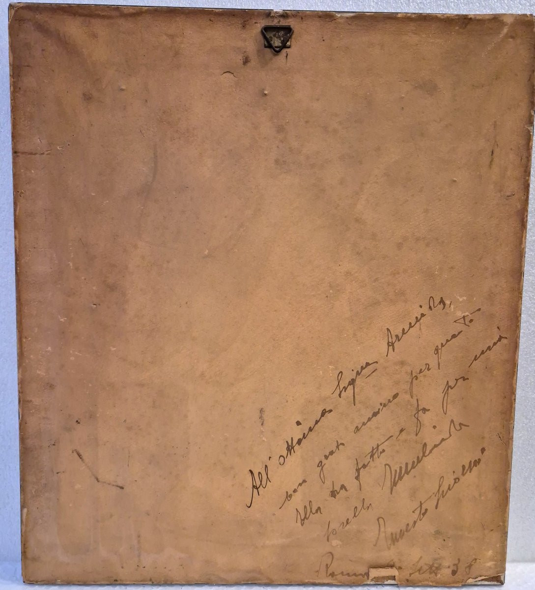 Scuola italiana Olio su carta Testa di cane maltese XX secolo -photo-3