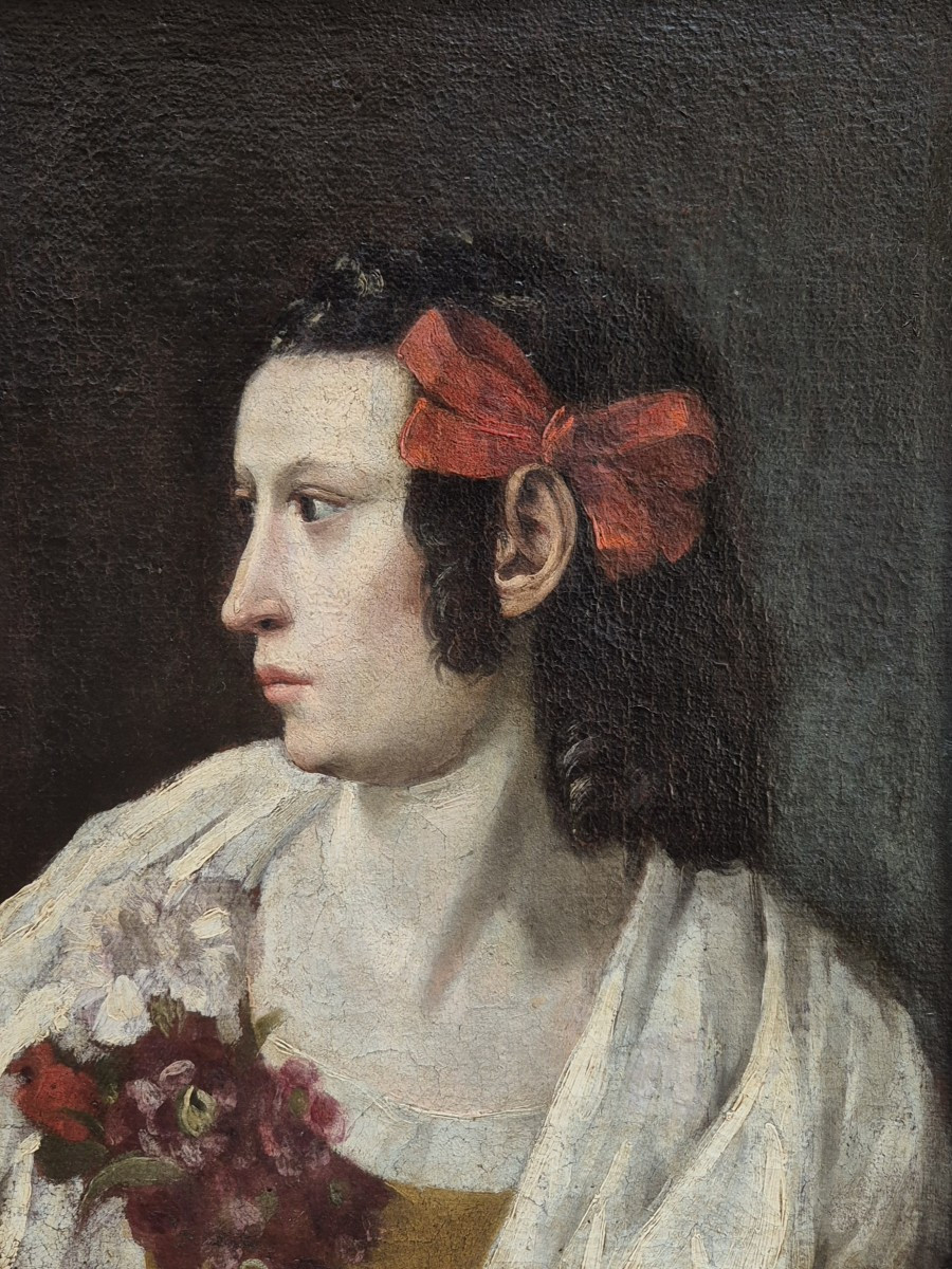 Ritratto di donna di profilo , Dipinto Roma XVII Secolo -photo-2