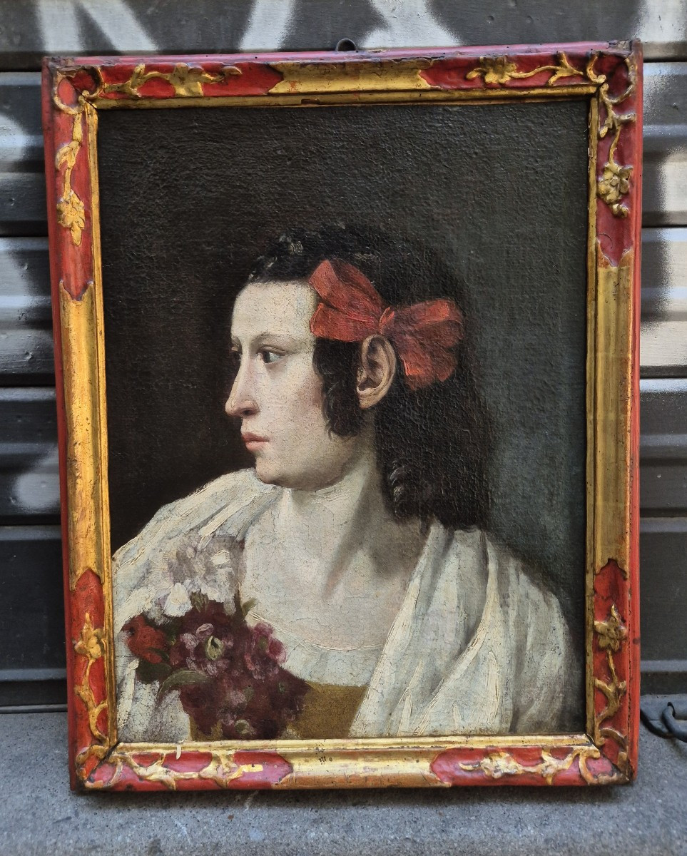 Ritratto di donna di profilo , Dipinto Roma XVII Secolo -photo-1