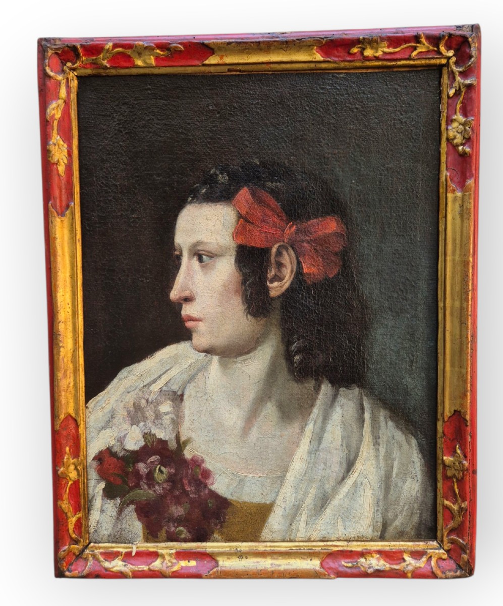 Ritratto di donna di profilo , Dipinto Roma XVII Secolo 