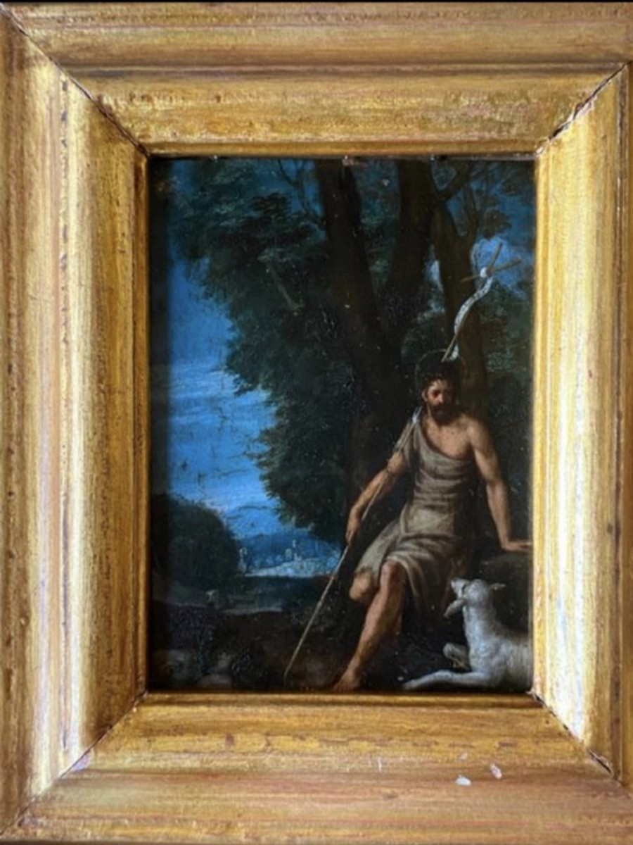 San Giovanni Battista , dipinto olio su rame , Venezia XVII Secolo-photo-1